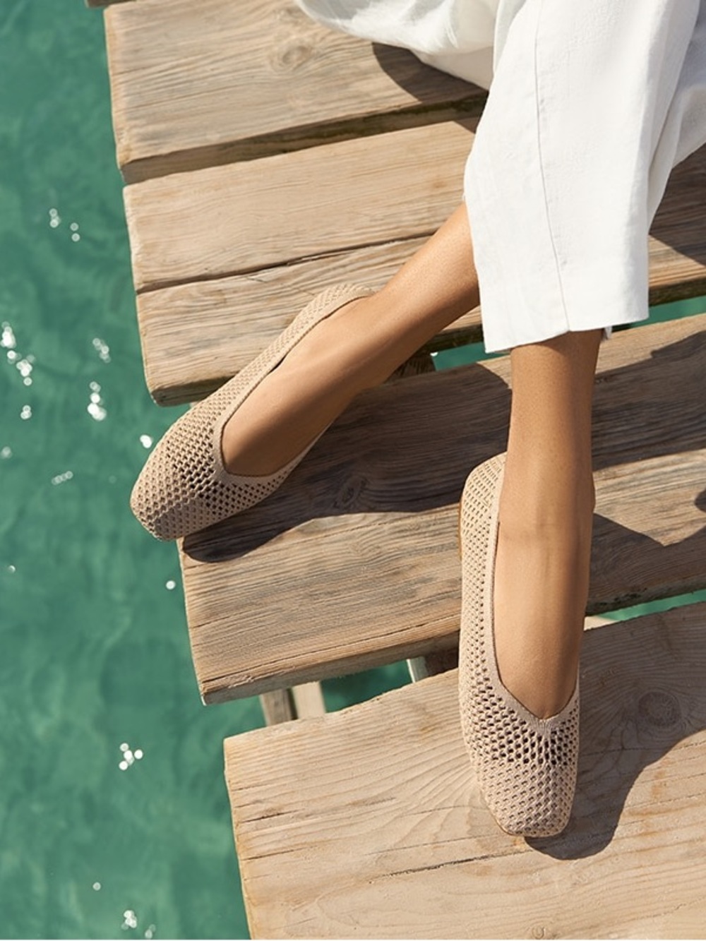 Women’s Beige Knit Flats - Lightweight Summer Loafers